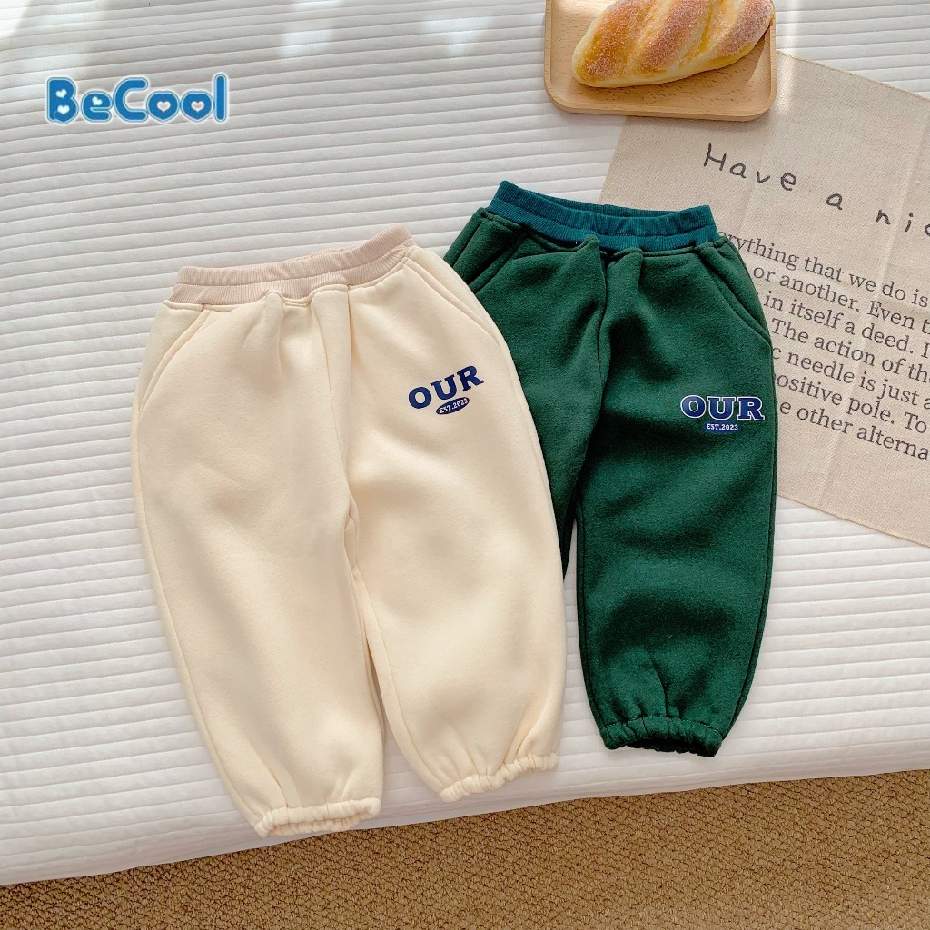 Bộ Nỉ Dài Tay Thu Đông In Chữ OUR Chất Nỉ Cực Ấm Cho Bé Trai, Bé Gái  Từ 8-27kg MINKY BABY