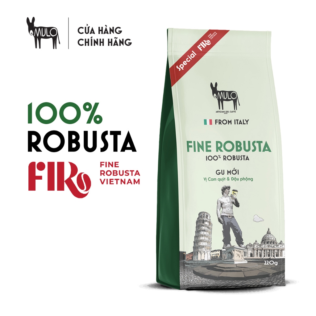 Fine Robusta Special 220g - cà phê espresso Ý MULO coffee hạt Robusta Specialty ngon rang vừa đậm đà hương thơm