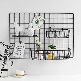 Khung Lưới Thép Trang Trí Treo Tường, Phụ Kiện Trang Trí Rổ Sắt Decor Cài Lưới Đựng Đồ, Tấm Lưới Thép Treo Tranh