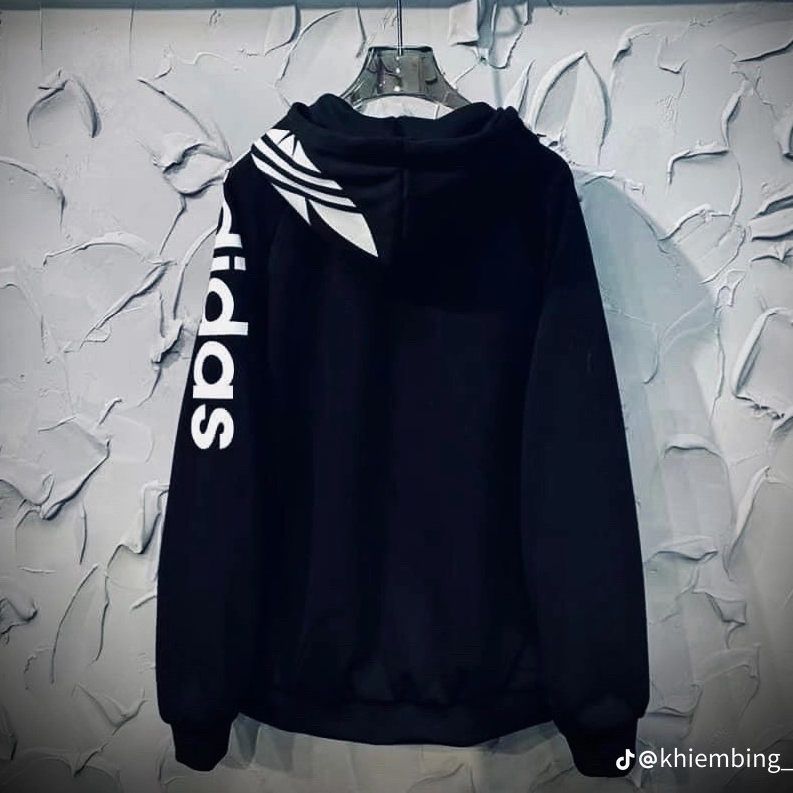Áo hoodie Adidas khóa in chữ thiết kế hot trend Nam nữ Áo Hoodie Adidas Mũ Trùm 2 Lớp Chất Nỉ Cotton Cao Cấp