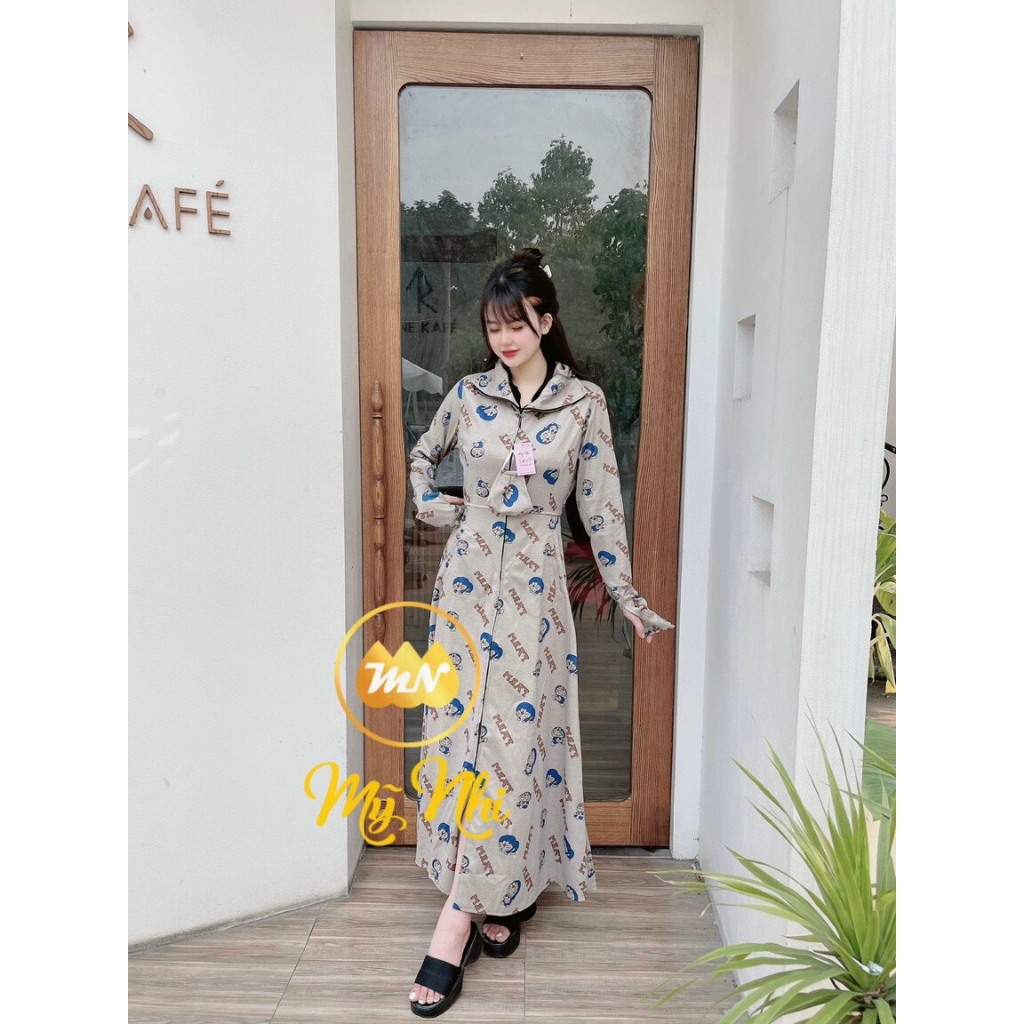 Áo chống nắng nữ toàn thân vải Umi dáng xòe không xẻ sau che kín chân thoáng mát mẫu mới 2022