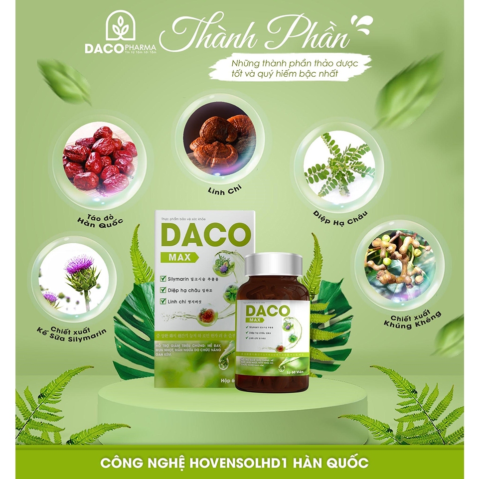 🍀🍀 Combo Viên Uống da liễu Daco Max Hộp 60 Viên Và Kem bôi da liễu Daco Max 20gr