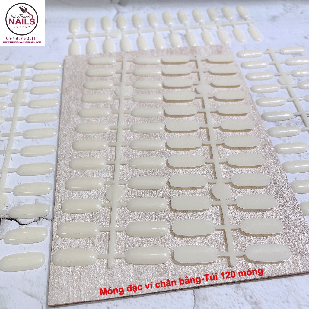 Móng đặc vỉ chân bằng-Nail móng gắn cho sổ móng (túi 120 móng)
