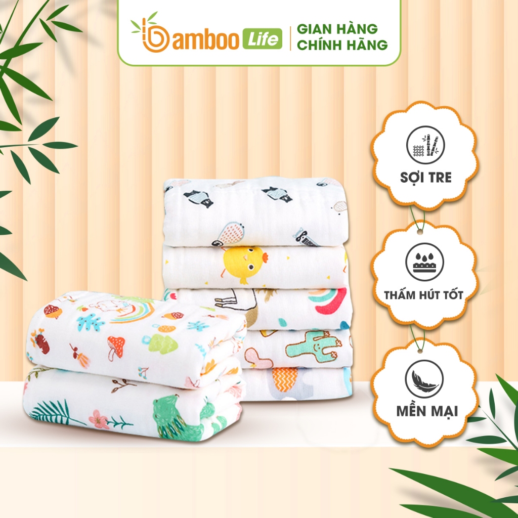 Khăn tắm cho bé Bamboo Life chất liệu sợi tre chính hãng khăn quấn em bé đa năng 110x110cm