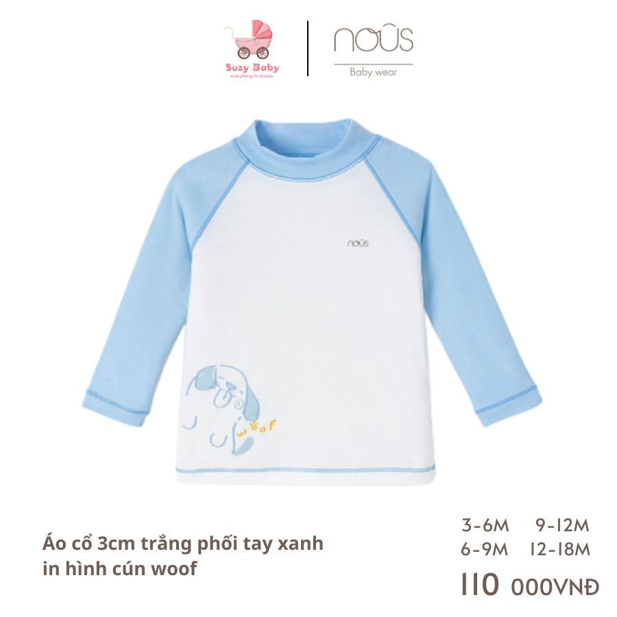 Áo cổ 3cm Nous cho bé 3M 6M 9M 12M chất petit mềm mịn cho bé