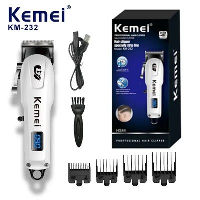 Tông Đơ Cắt Tóc Không Dây Kiểu Dáng Mini Gọn Nhẹ Màn Hình LCD Pin Tiện Dụng Kemei Km 232
