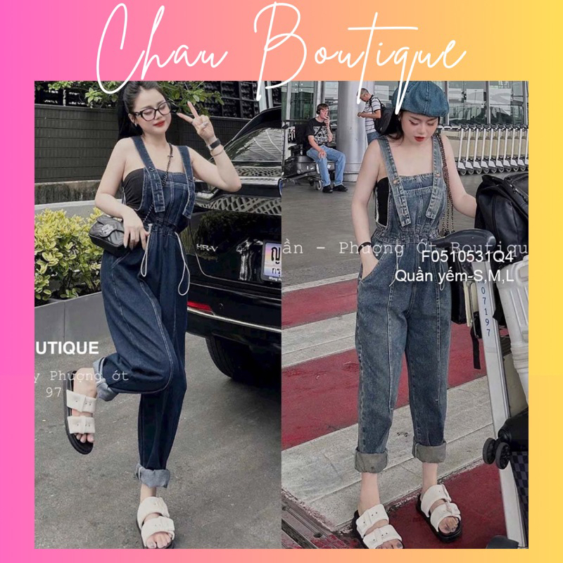 Quần yếm jean dài rút eo hàng chuẩn!