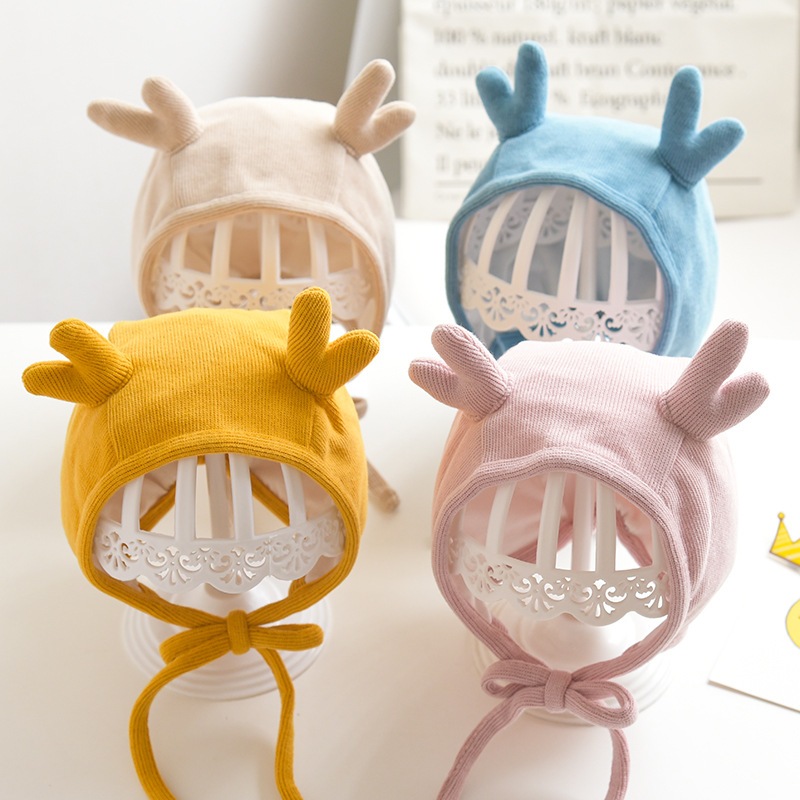 Mũ nón len cột dây tai hươu dễ thương cho bé 0-6 tháng MAMI BABI