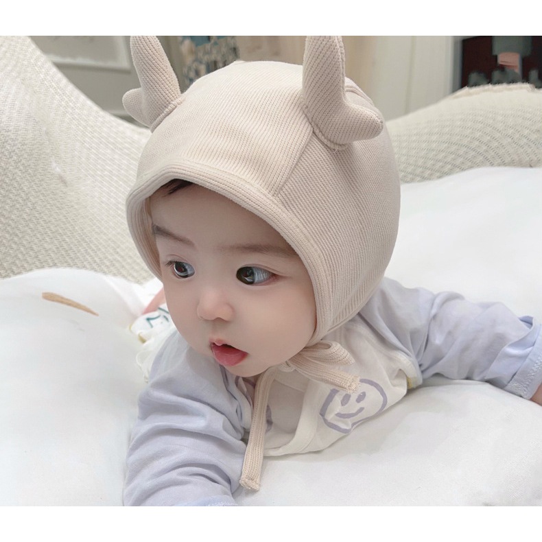 Mũ nón len cột dây tai hươu dễ thương cho bé 0-6 tháng MAMI BABI