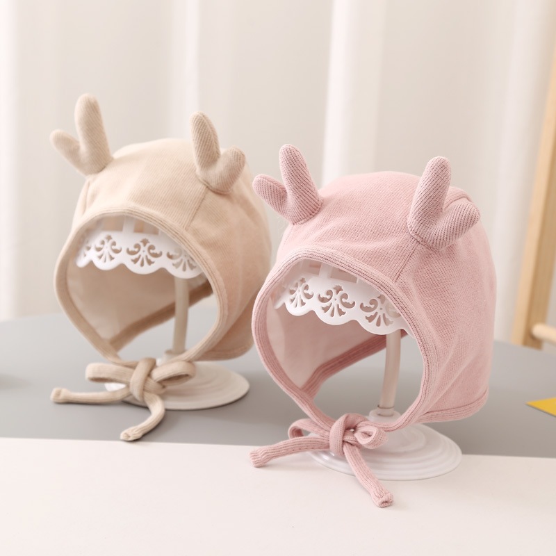 Mũ nón len cột dây tai hươu dễ thương cho bé 0-6 tháng MAMI BABI