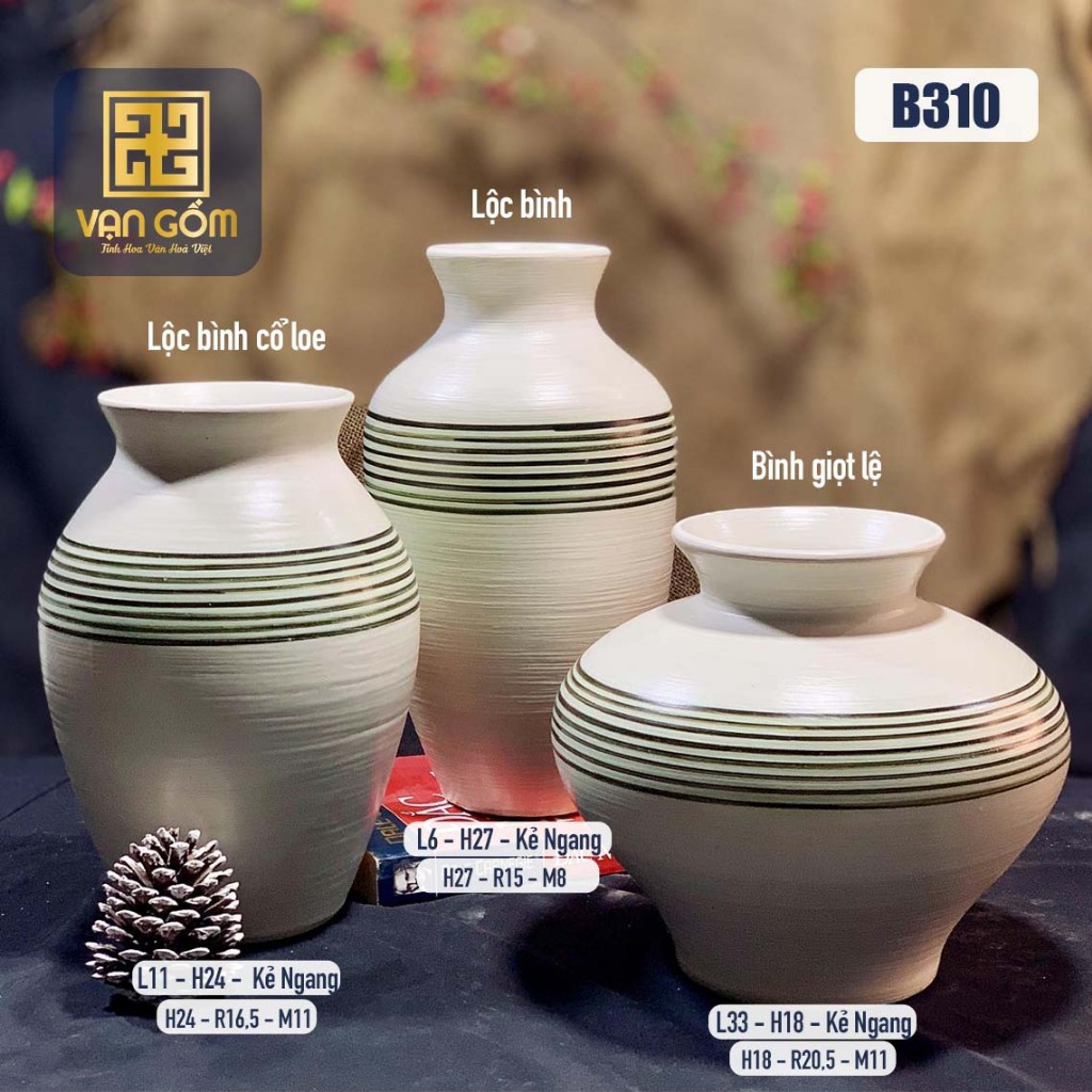 B310(L33,L6,L11) – Lọ Hoa Vẽ Tay Gốm Bát Tràng