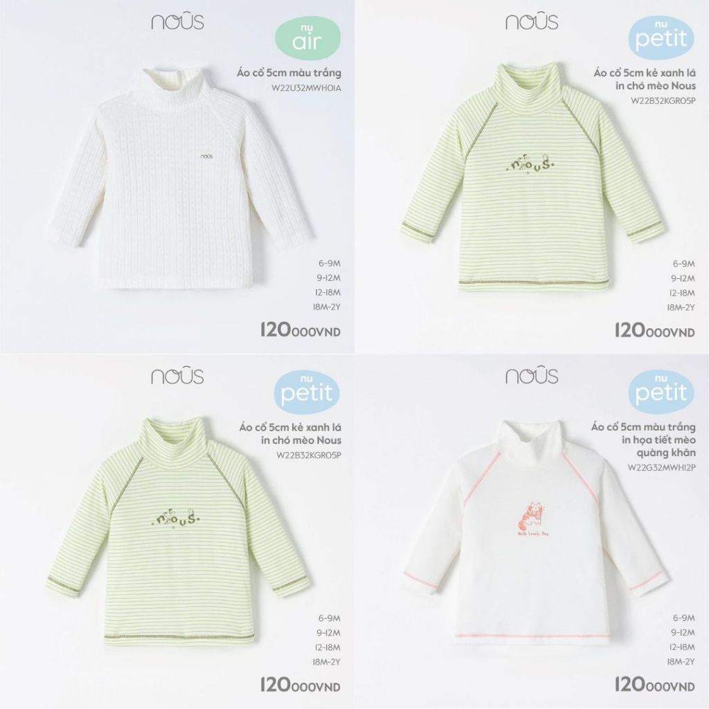 NOUS Áo cổ 5cm đủ mẫu mẫu mới thu đông cho bé
