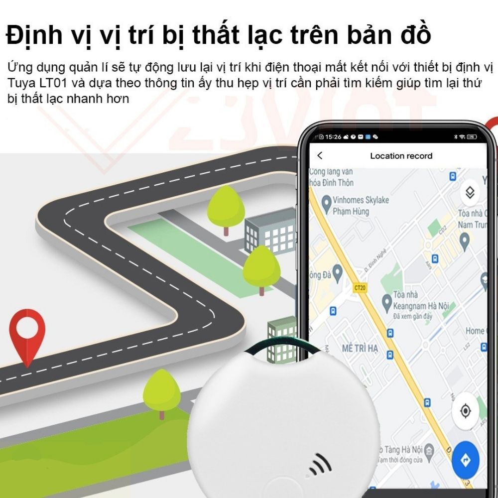 Thiết Bị Định Vị GPS Mini Giấu Kín Chống Thất Lạc Trẻ Em Chó Mèo Túi Ví Tuya L110 Thông Minh Không Dây