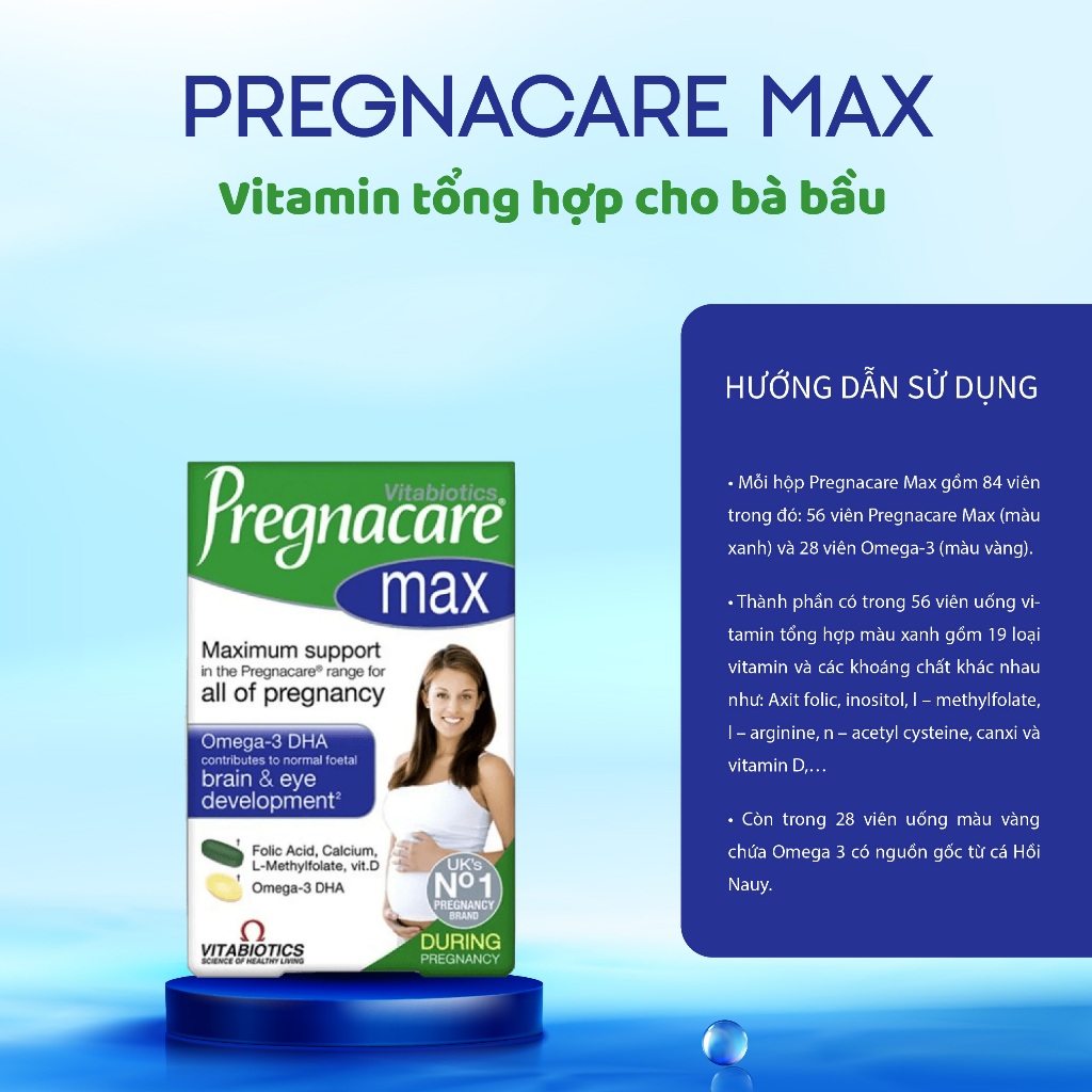 Combo chăm sóc sức khỏe cho mẹ bầu Pregnacare Max, canxi Bioisland và Sắt Blackmores giảm nguy cơ dị tật thai nhi