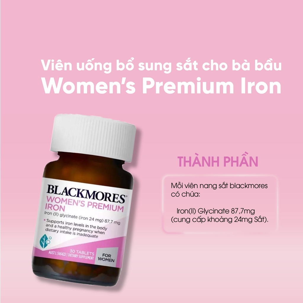 Combo chăm sóc sức khỏe cho mẹ bầu Pregnacare Max, canxi Bioisland và Sắt Blackmores giảm nguy cơ dị tật thai nhi