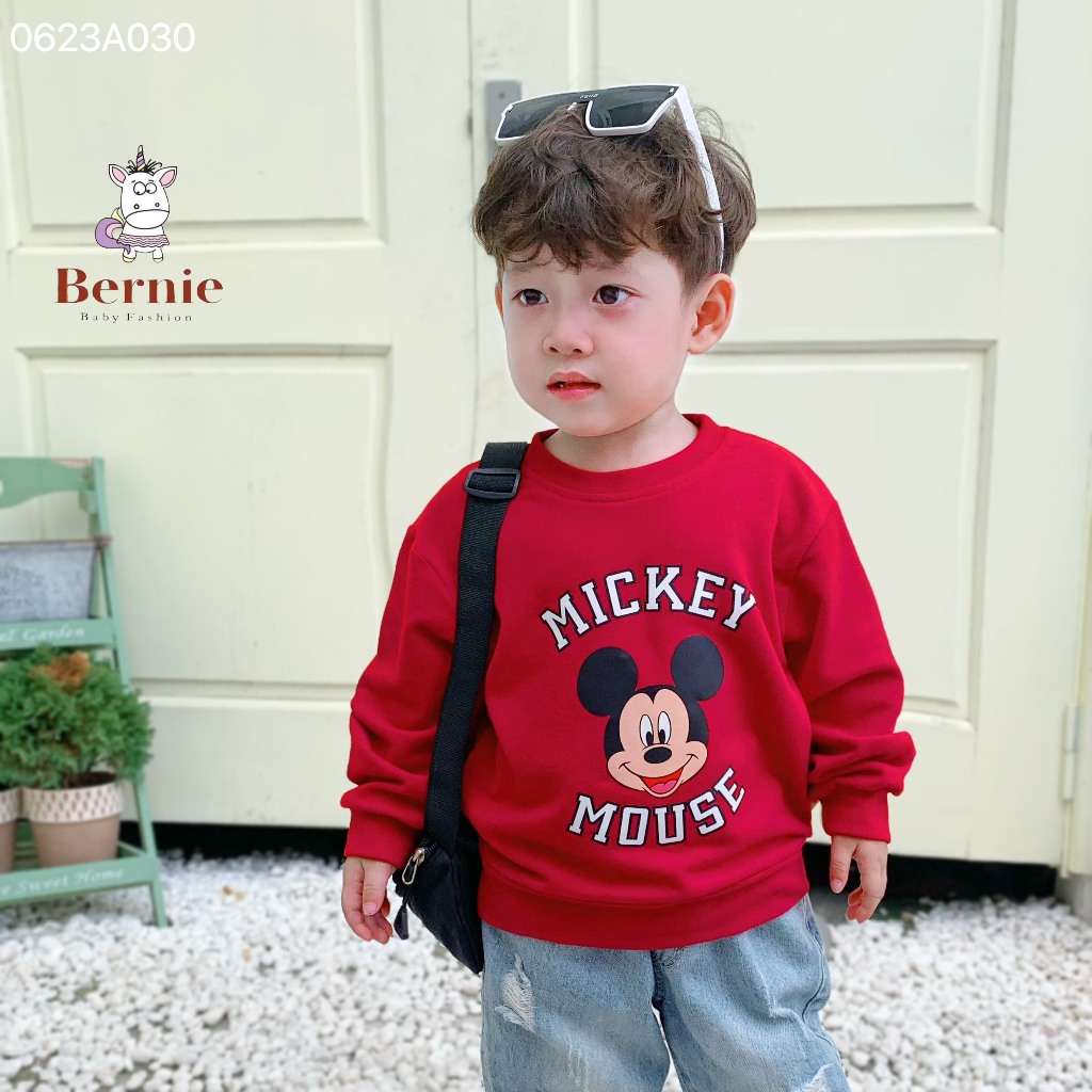 Áo phông sweater da cá unisex cho bé, áo thun dài tay hoạ tiết xinh xắn cho bé Bernie
