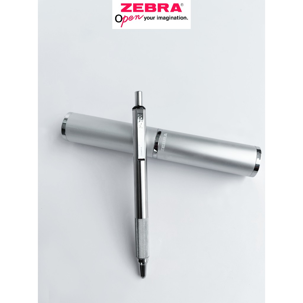 Bút bi bấm kim loại Zebra F701 mực xanh - Chất liệu thép không gỉ