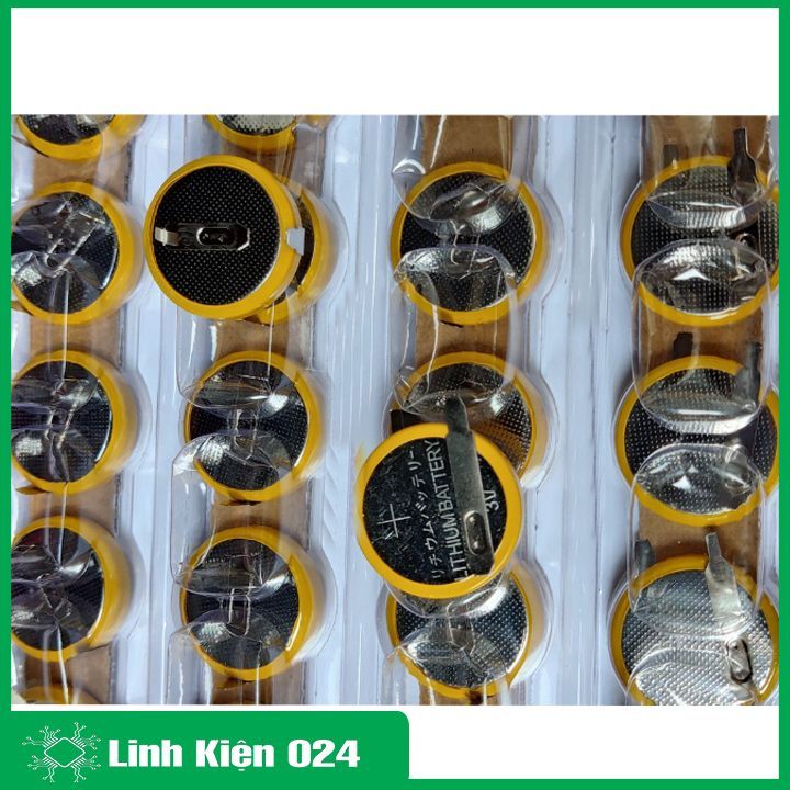 Pin liền đế CR2450 3V pin chân hàn khoảng cách 2 chân 10mm