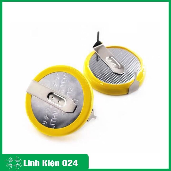 Pin liền đế CR2450 3V pin chân hàn khoảng cách 2 chân 10mm