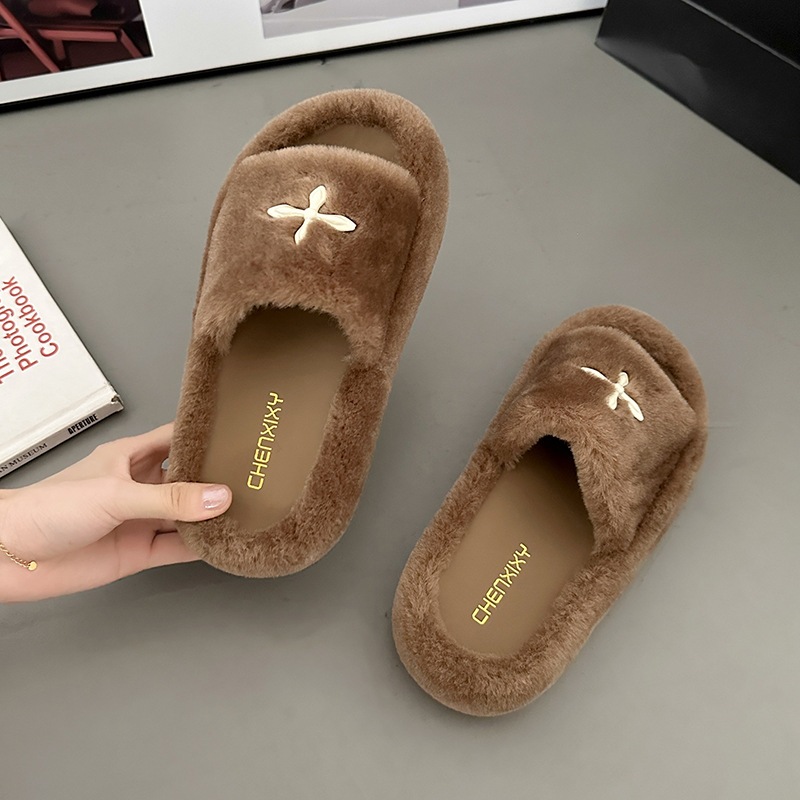 Dép lông nữ quai ngang đế dày HOT 2023 cao êm chân, chống trơn trượt dép bông cao cấp