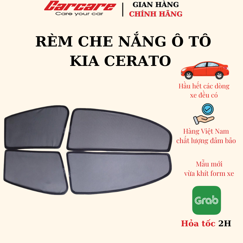 RÈM CHE NẮNG THEO XE KIA CERATO 2009- 2013, 2013-2018, 2019-2023- BỘ 4 TẤM DÍNH NAM CHÂM HÀNG LOẠI 1