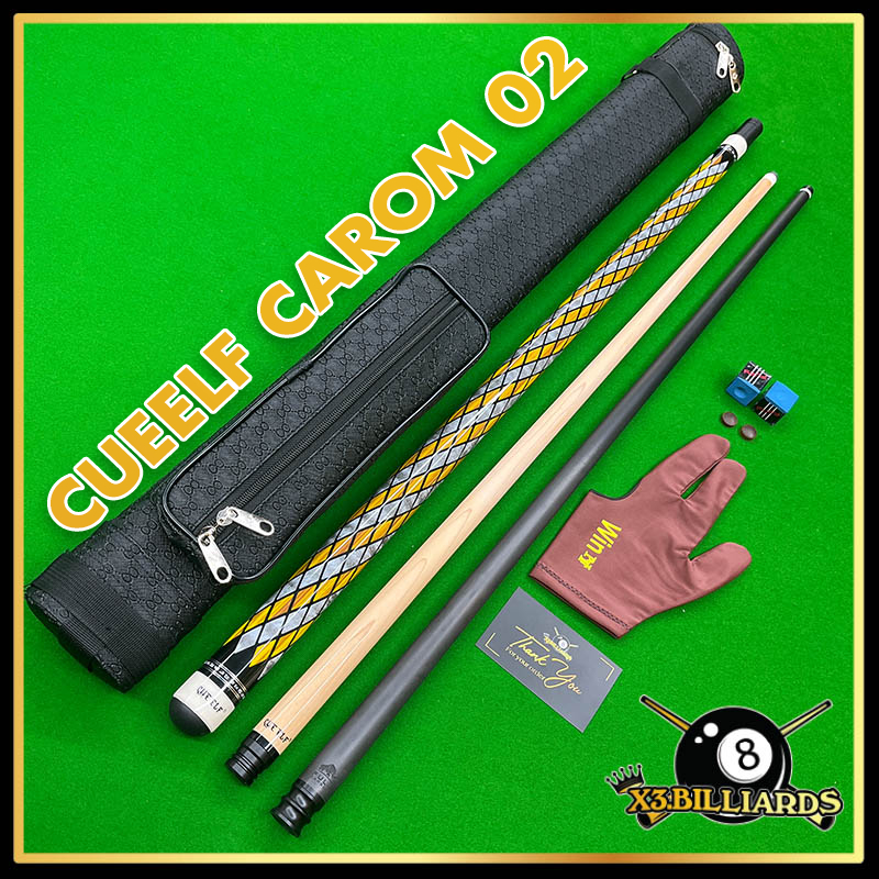 Cơ Bida CUEELF Carom 02 Ngọn Full Carbon RHINO (Pool Lỗ Libre 3C) Ren Radial Gậy Bi A 3 Băng Tặng Bao Da, Lơ FURY