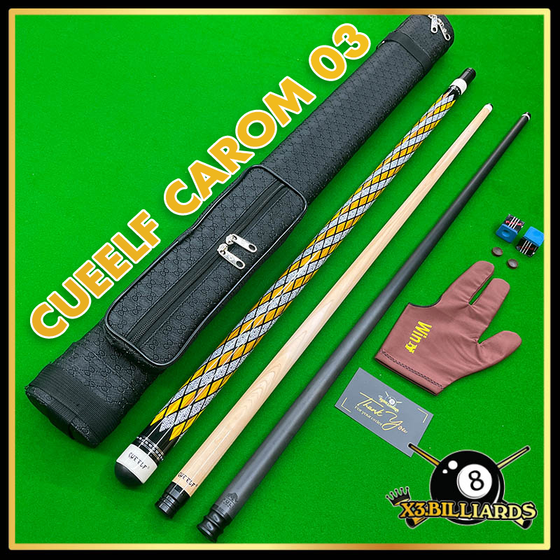 Cơ Bida CUEELF Carom 03 Ngọn Full Carbon RHINO (Pool Lỗ Libre 3C) Ren Radial Gậy Bi A 3 Băng Tặng Bao Da, Lơ FURY