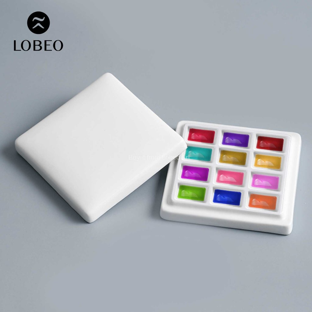 KHAY PHA MÀU SỨ Ô VUÔNG CÓ NẮP