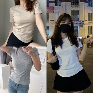 Áo thun nữ baby tee đơn giản, basic tee form ôm, babytee body vải đẹp co giãn lên from xinh ma811