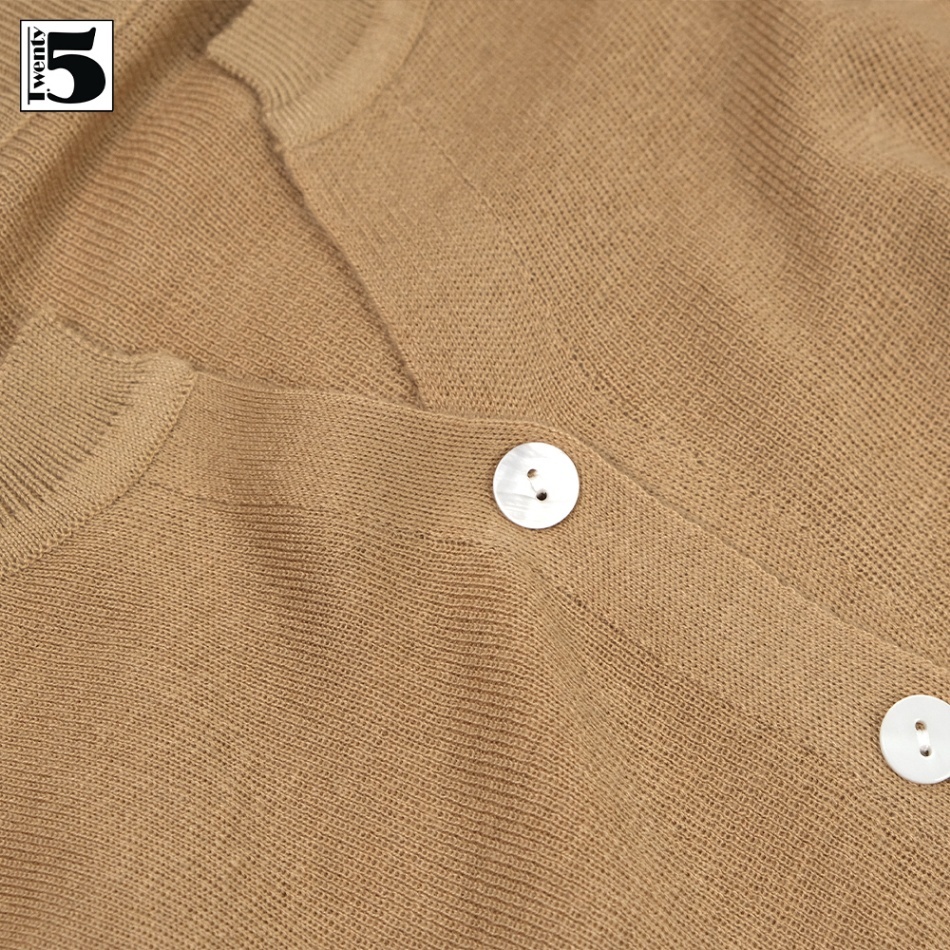 Áo len cardigan nữ Twentyfive vải thu mỏng dáng rộng vừa cổ tròn xẻ V 5124