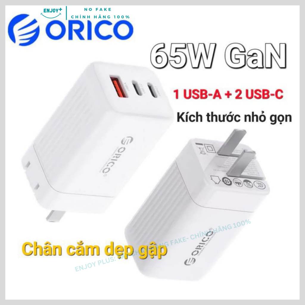 Củ Sạc nhanh Orico 65W GaN Siêu Nhỏ Gọn |Sạc Siêu Nhanh 2.0 SS |Có Hình Test Thực Tế |Sạc Nhanh Laptop,IP |ENJOY PLUS