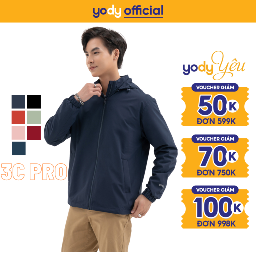 Áo khoác nam Yody gia đình 3C Pro cản gió cản bụi giữ ấm áo gió nam thể thao năng động AKM6017
