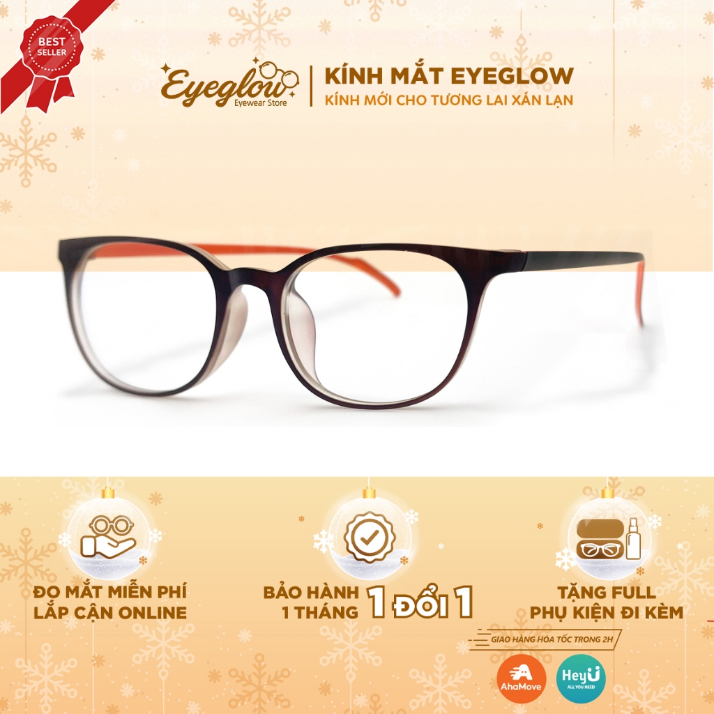 Gọng kính cận nam nữ Eyeglow chất liệu mới dẻo nhẹ cá tính mắt kình chữ nhật thời trang cao cấp EG1002