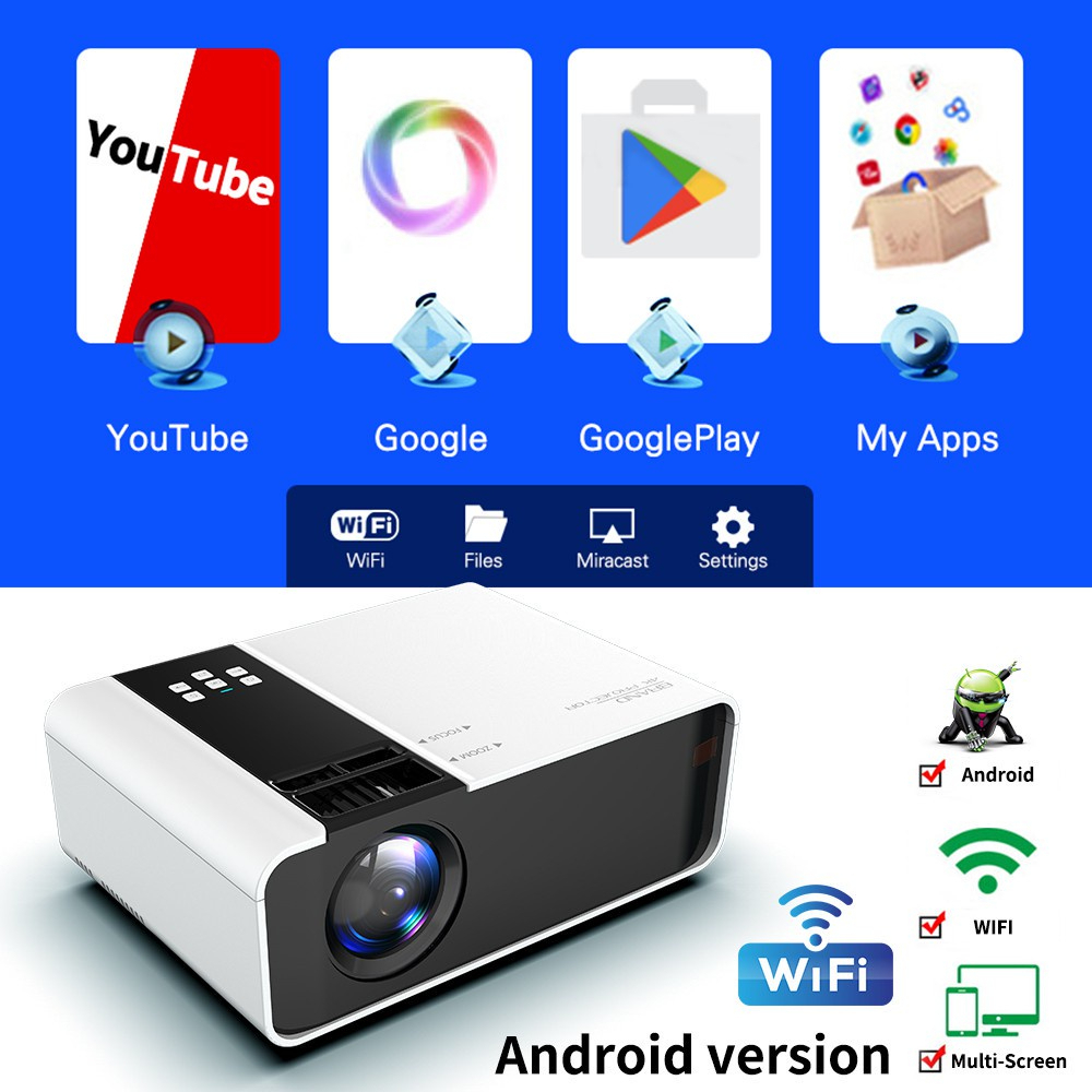 💝Bảo hành 5 năm 💝 Máy chiếu G86 7500 Lumens FULL HD 1080P Máy chiếu Android mini WIFI Máy chiếu di động LCD A80