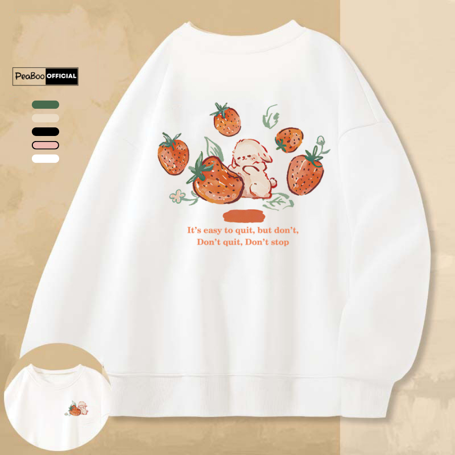 Áo Sweater Thỏ Dâu Nam Nữ By PEABOO Unisex Chất Nỉ Lót Bông Form Rộng