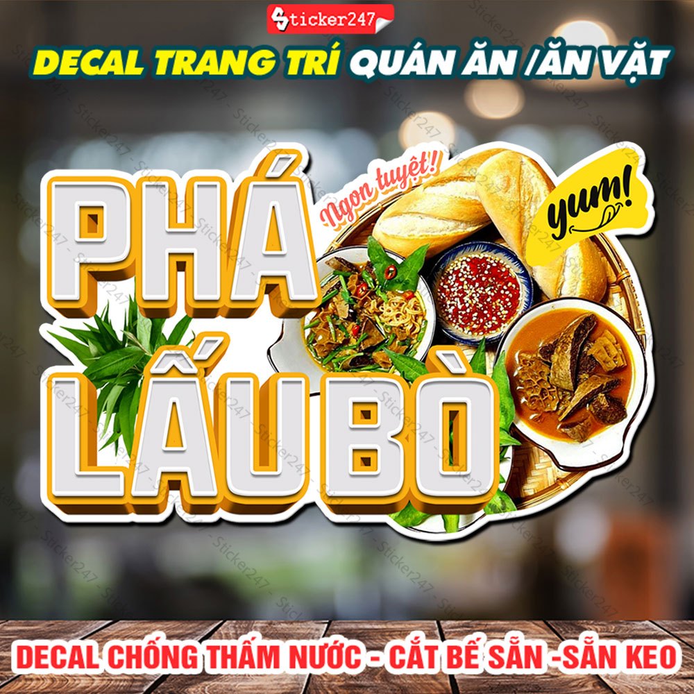 Tranh Dán Tường Phá Lấu Bò 🌈 Decal Dán Tường Trang Trí - Sticker Chống Thấm Nước, Chống Nắng, Cắt Sẵn