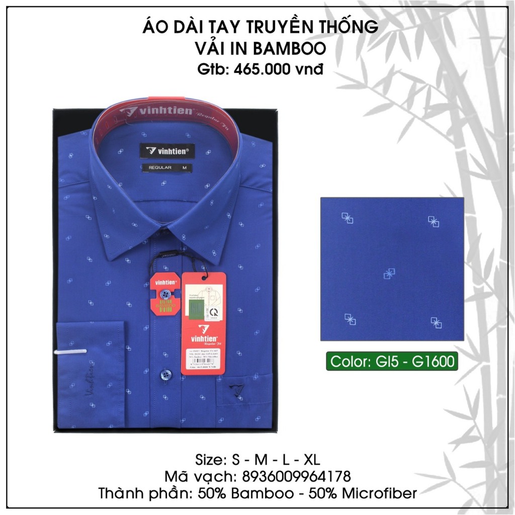 Áo Sơ Mi Dài Tay Hoạ Tiết Vải Bamboo Form Regular Vĩnh Tiến 465 - Nhiều Màu