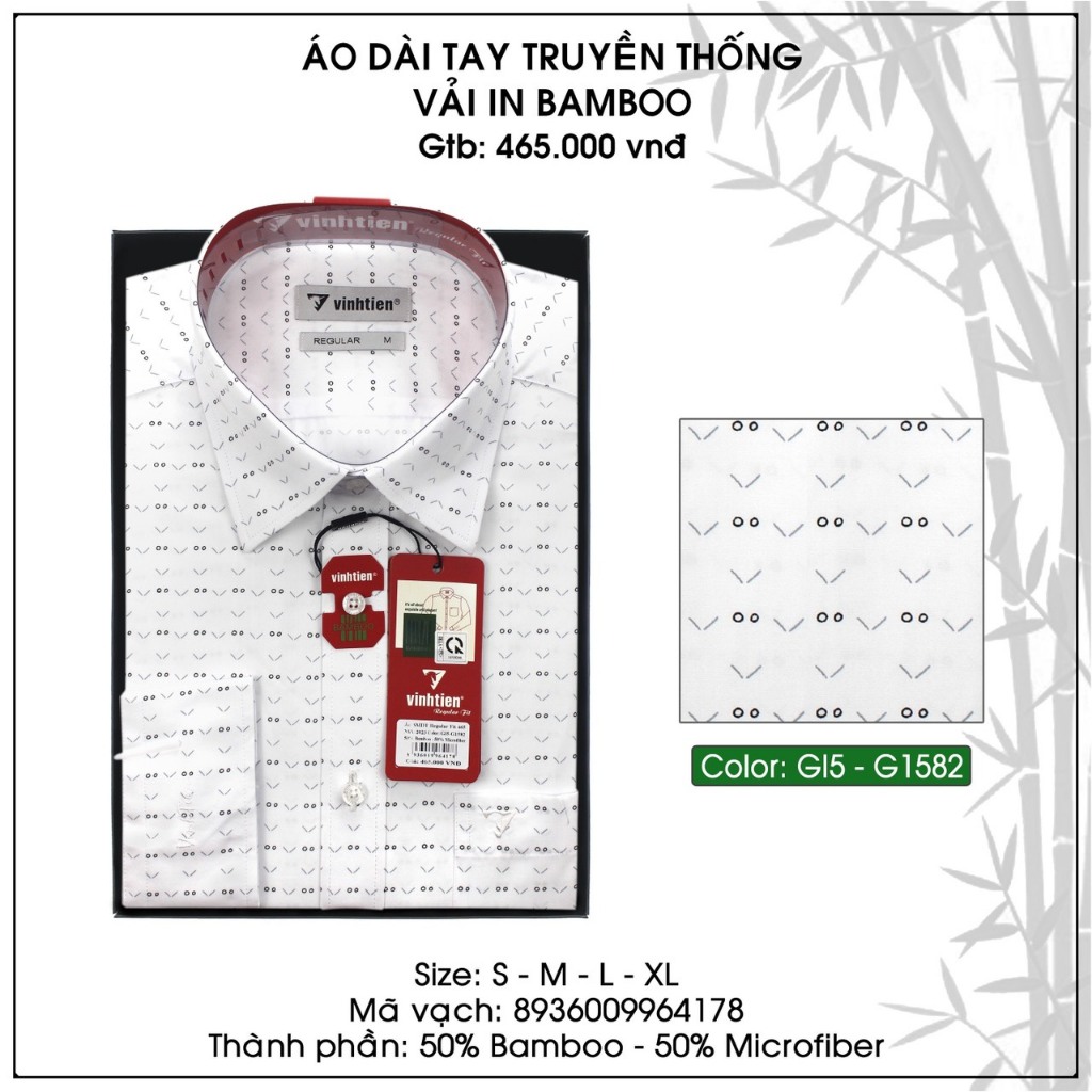 Áo Sơ Mi Dài Tay Họa Tiết Vải Bamboo Form Regular Vĩnh Tiến 465 - Nhiều Màu