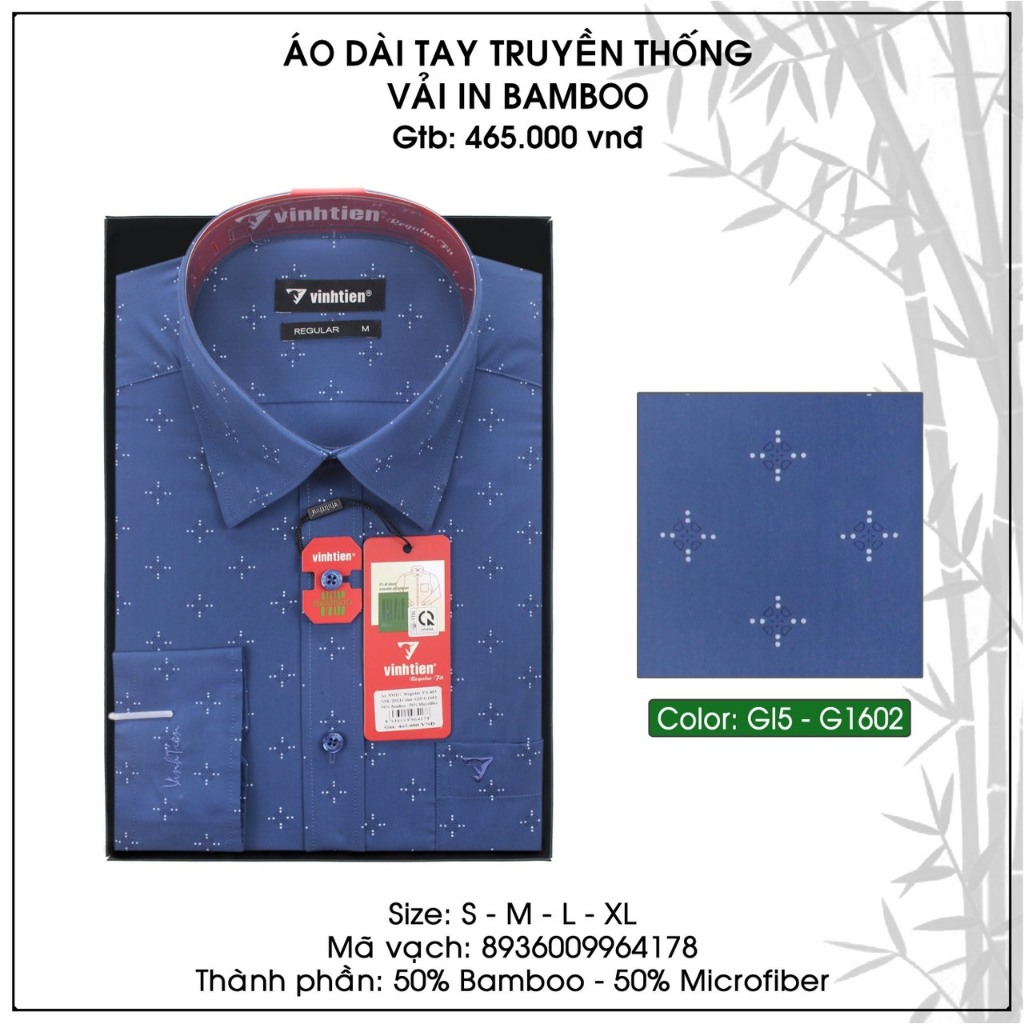 Áo Sơ Mi Dài Tay Hoạ Tiết Vải Bamboo Form Regular Vĩnh Tiến 465 - Nhiều Màu