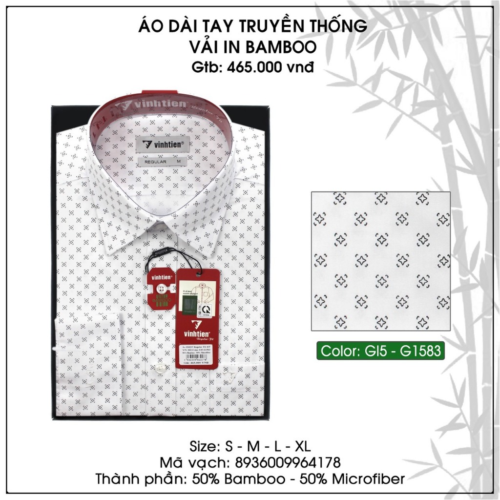 Áo Sơ Mi Dài Tay Họa Tiết Vải Bamboo Form Regular Vĩnh Tiến 465 - Nhiều Màu