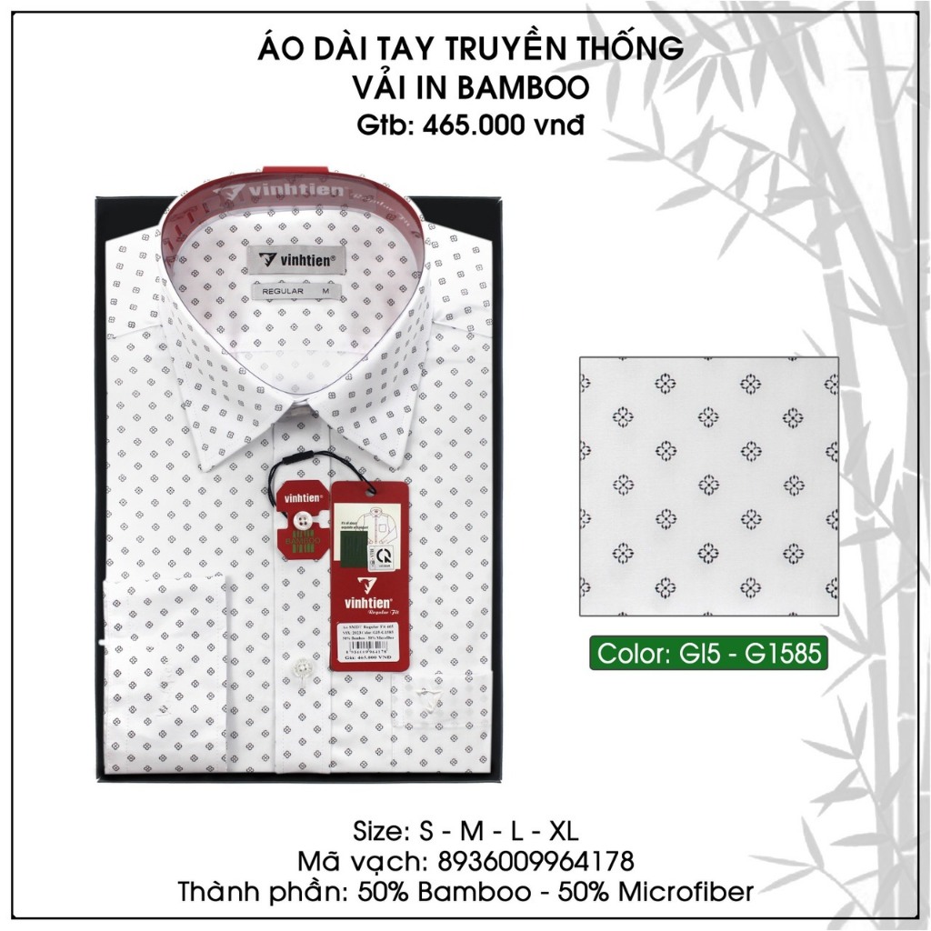 Áo Sơ Mi Dài Tay Họa Tiết Vải Bamboo Form Regular Vĩnh Tiến 465 - Nhiều Màu