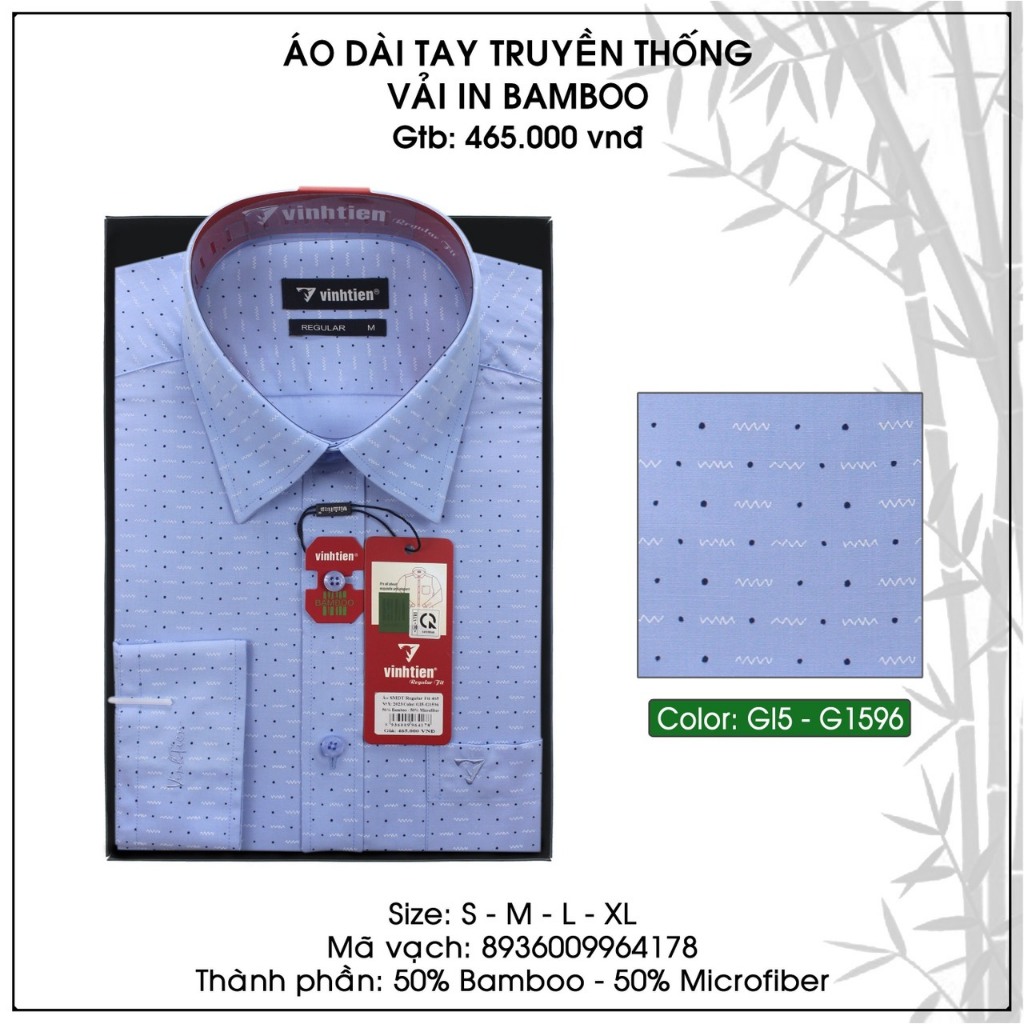 Áo Sơ Mi Dài Tay Họa Tiết Vải Bamboo Form Regular Vĩnh Tiến 465 - Nhiều Màu