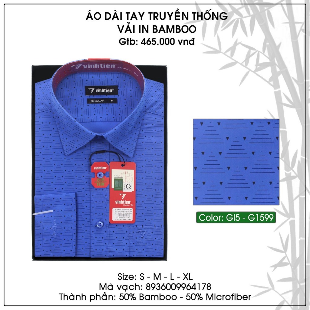 Áo Sơ Mi Dài Tay Họa Tiết Vải Bamboo Form Regular Vĩnh Tiến 465 - Nhiều Màu