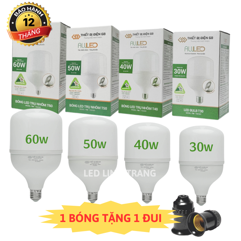 Bóng Đèn Led G8 Trụ Nhôm Siêu Sáng 60w 40w 30w 20w 10w 5w Tiết Kiệm Điện Năng ,Bảo Hành 12 Tháng