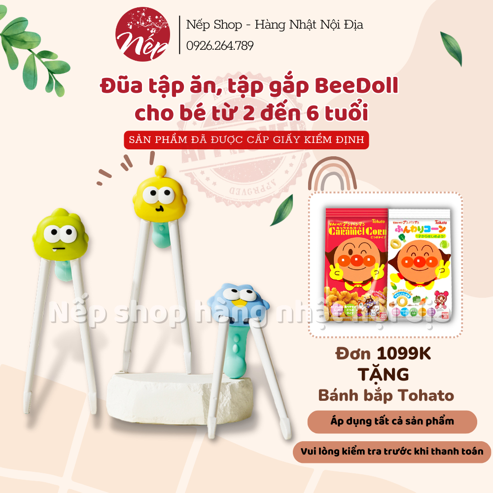 Đũa tập ăn, tập gắp BeeDoll cho bé từ 2 đến 6 tuổi. Kèm giá đỡ