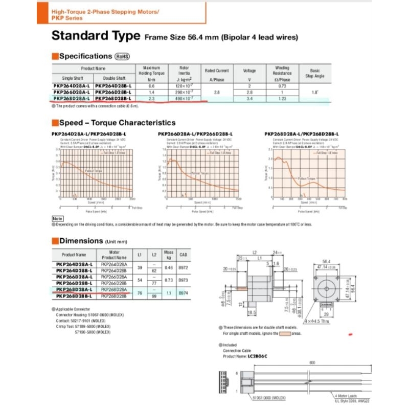 Động Cơ Step 57 Lực 2.3 N.m 2 Pha