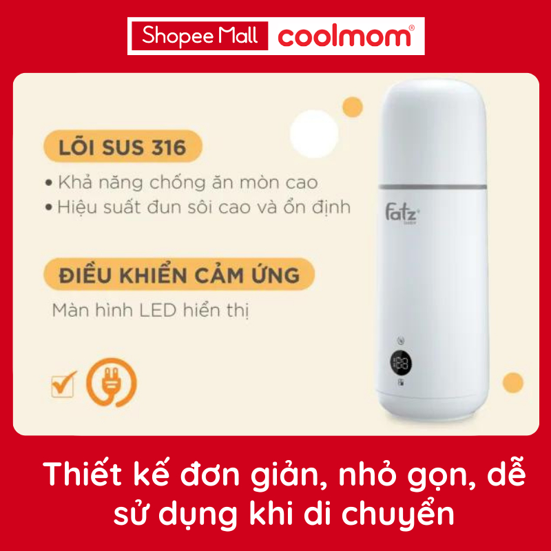 Dụng cụ đun và hâm nước pha sữa cầm tay Fatzbaby Mini Smart 1 FB3622VA