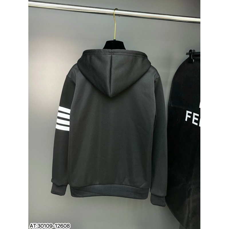Áo hoodie thom vạch tay trắng nỉ bông dày dặn,áo khoác hoodie thom browne kẻ vạch tay trắng thêu chữ thom