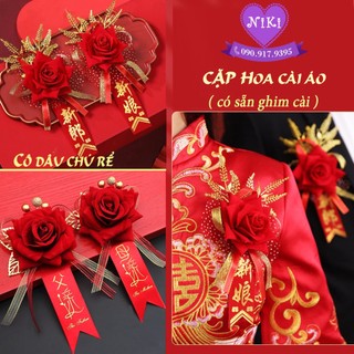 HOA CÀI ÁO CÓ IN CHỮ CÔ DÂU CHÚ RỂ - BA MẸ