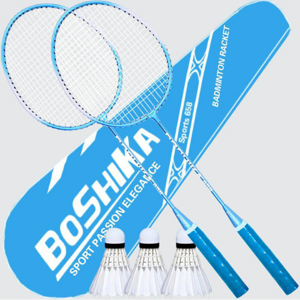 Bộ vợt cầu lông Boshika (02 chiếc) giá rẻ bền đẹp, hợp kim sắt phù hợp mọi lứa tuổi, tặng cầu và bao đựng vợt miễn phí